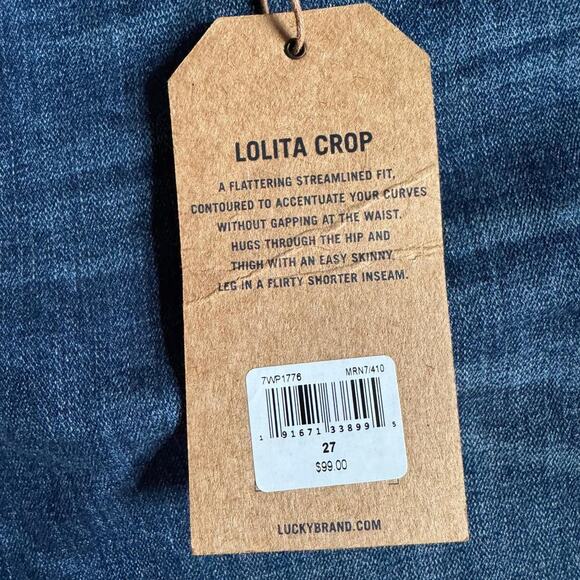 New with tags Lucky Brand blue denim Lolita crop jeans size 4 / 27 - Picture 3 of 5